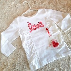 Gymboree Valentine's day "love" tee + accessories Sz 3